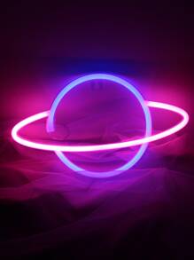 1 个 LED 星球形霓虹灯带挂钩，USB 和电池供电土星形设计霓虹灯，适用于桌子、卧室、墙壁、派对、学生宿舍、游戏室、婚礼装饰、送给朋友的生日礼物 - 彩色 - 查看 6
