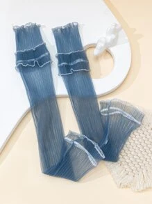 Tay áo cánh tay viền rau diếp nơ ngày lễ tình nhân ngày lễ tình nhân - Màu xanh nhạt - Xem 1