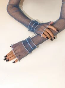 Tay áo cánh tay viền rau diếp nơ ngày lễ tình nhân ngày lễ tình nhân - Màu xanh nhạt - Xem 3