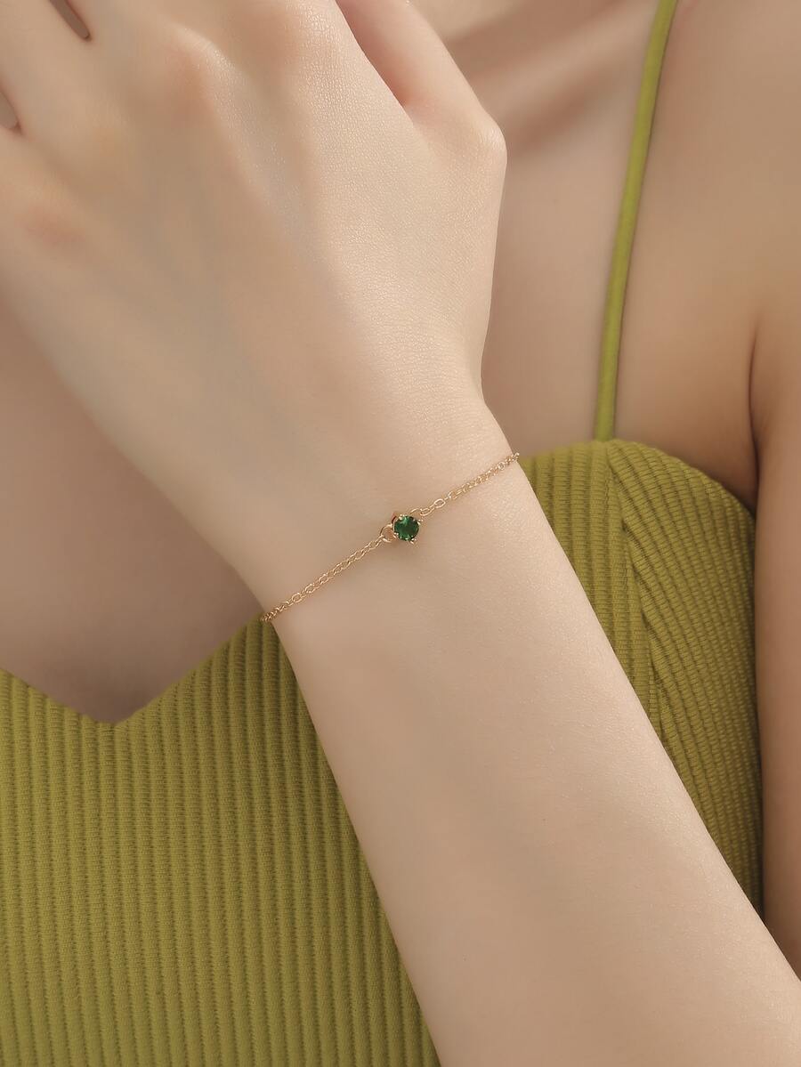 Cubic Zirconia Decor Bracelet - Baby Blue - View 1