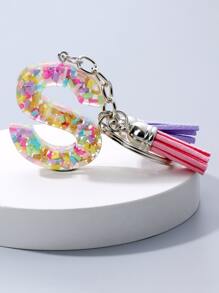 1 chiếc móc khóa chữ cái tua rua cá nhân hóa dành cho nữ, móc khóa chữ cái acrylic nhiều màu sắc với chữ cái tiếng Anh viết hoa, móc khóa lấp lánh để trang trí túi xách, làm quà tặng cho chị gái. - Nhiều màu - Xem 3