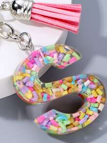 1 chiếc móc khóa chữ cái tua rua cá nhân hóa dành cho nữ, móc khóa chữ cái acrylic nhiều màu sắc với chữ cái tiếng Anh viết hoa, móc khóa lấp lánh để trang trí túi xách, làm quà tặng cho chị gái. - Nhiều màu - Xem 4