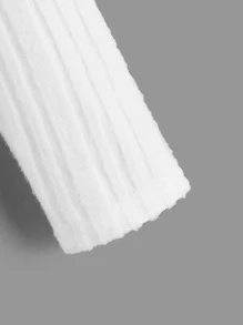 SHEIN Camiseta De Punto Acanalada Con Cuello De Tortuga Para Niños - Blanco - Ver 4