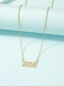 Collar con diseño de número de año - Amarillo Oro - Ver 1