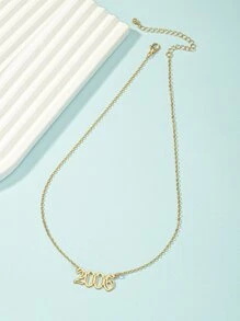 Collar con diseño de número de año - Amarillo Oro - Ver 2