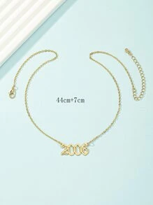 Collar con diseño de número de año - Amarillo Oro - Ver 3