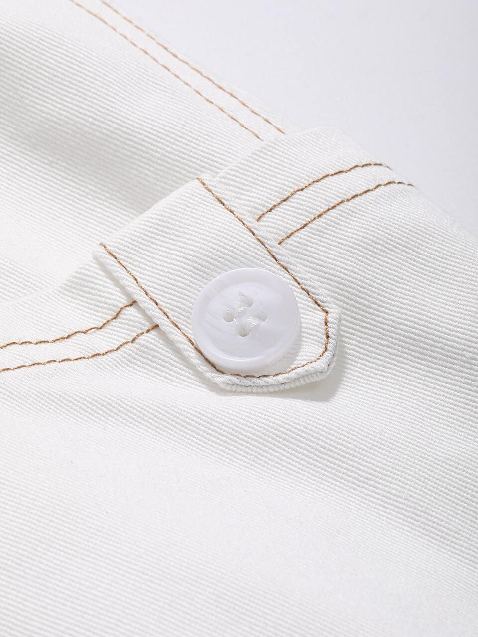 Top-stitching Pocket Patched Overall Jumpsuit Without Top