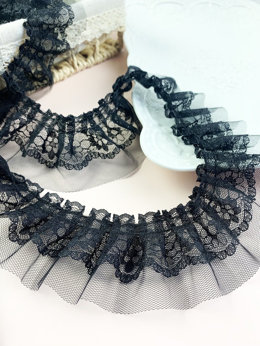 1pc DIY Webbing Lace, Vintage Lace Design Sewing Strip For DIY - Black - View 1