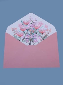 2 piezas liso Sobre & 6 piezas con patrón de flor Papel carta - Rosa - Ver 3