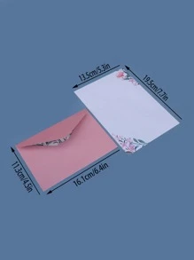 2 piezas liso Sobre & 6 piezas con patrón de flor Papel carta - Rosa - Ver 4