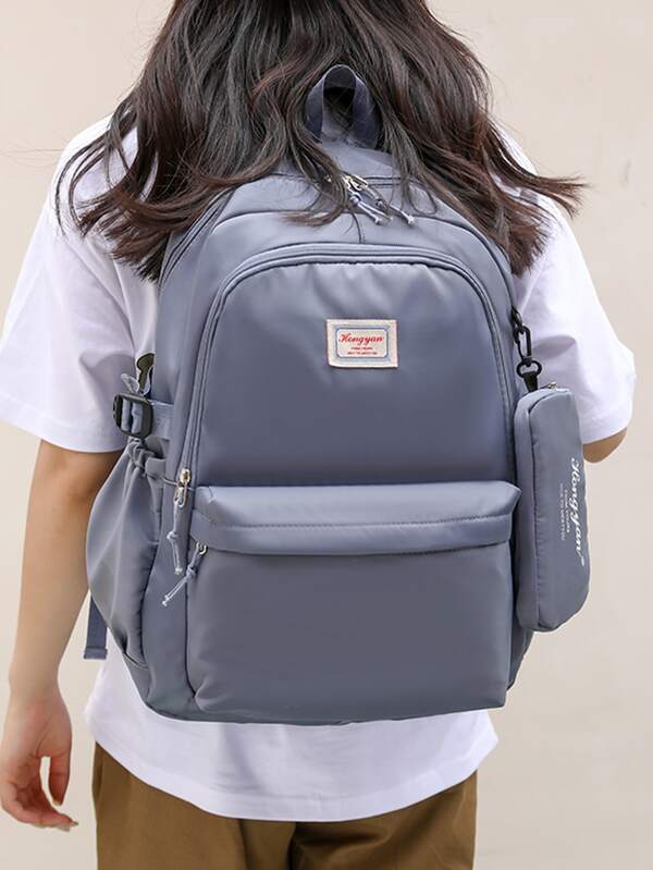 Letter Patch Functional Backpack With Coin Purse SHEIN USA