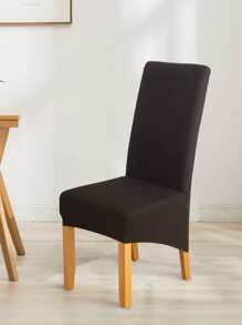 1/4/6pcs Minimalist Elastic Plain Color Chair Covers - Black - View 1