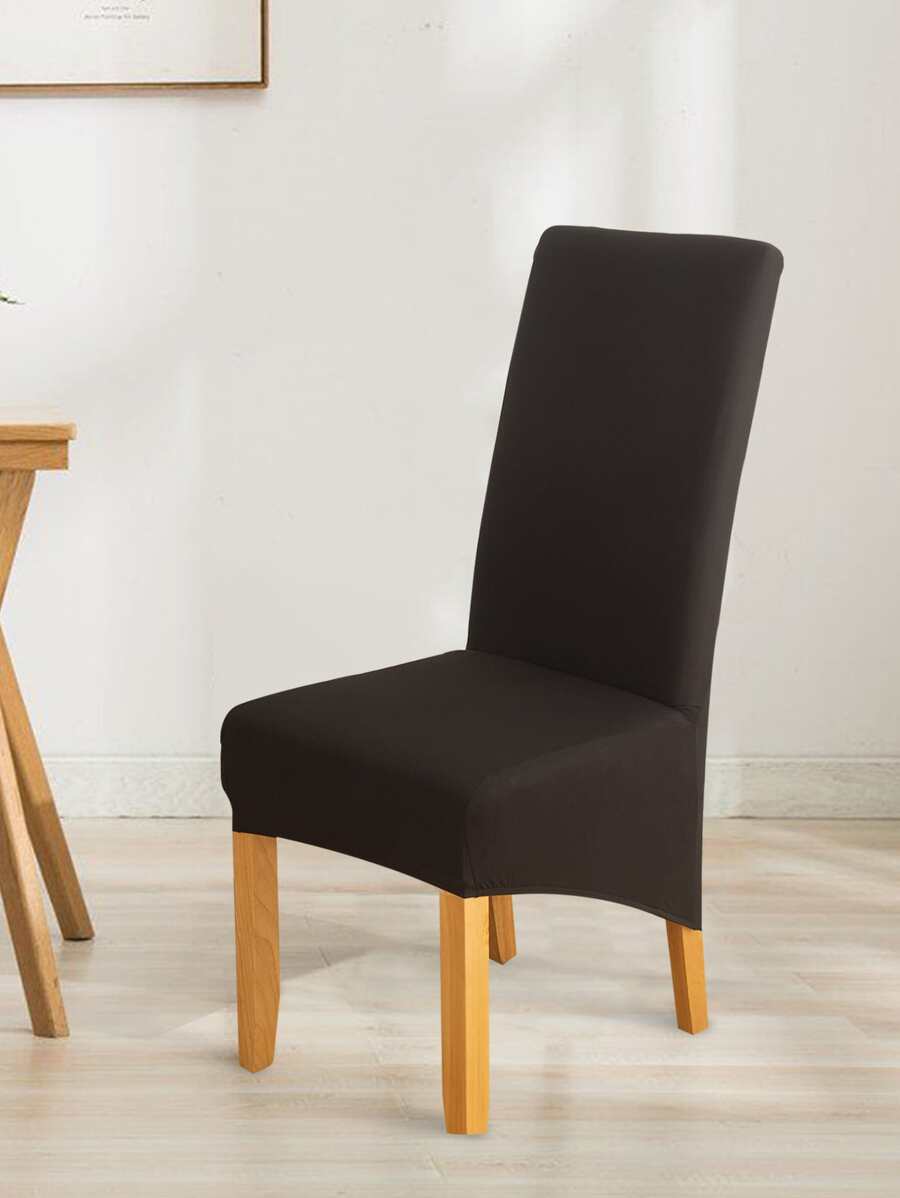 1/4/6pcs Minimalist Elastic Plain Color Chair Covers - Black - View 1