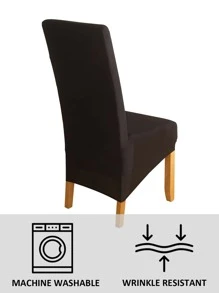 1/4/6pcs Minimalist Elastic Plain Color Chair Covers - Black - View 6