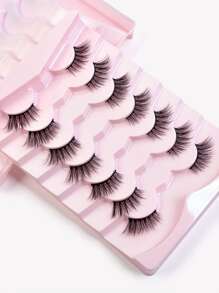 Homaylash 7 pares de pestañas postizas de mink falso con cola alargada, regalo para mujeres y niñas - Negro - Ver 5