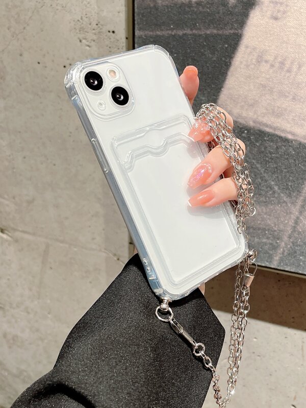 Clear Card Slot Phone Case With Chain Lanyard SHEIN USA