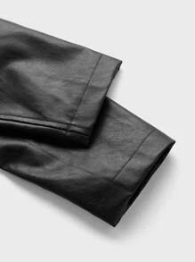 GENTILAND Men Zip Up PU Leather Jacket - Black - View 4