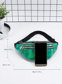 Holographic Zipper Waist Bag - Dark Green - View 4