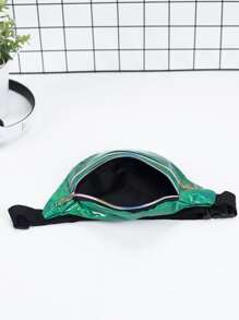 Holographic Zipper Waist Bag - Dark Green - View 5