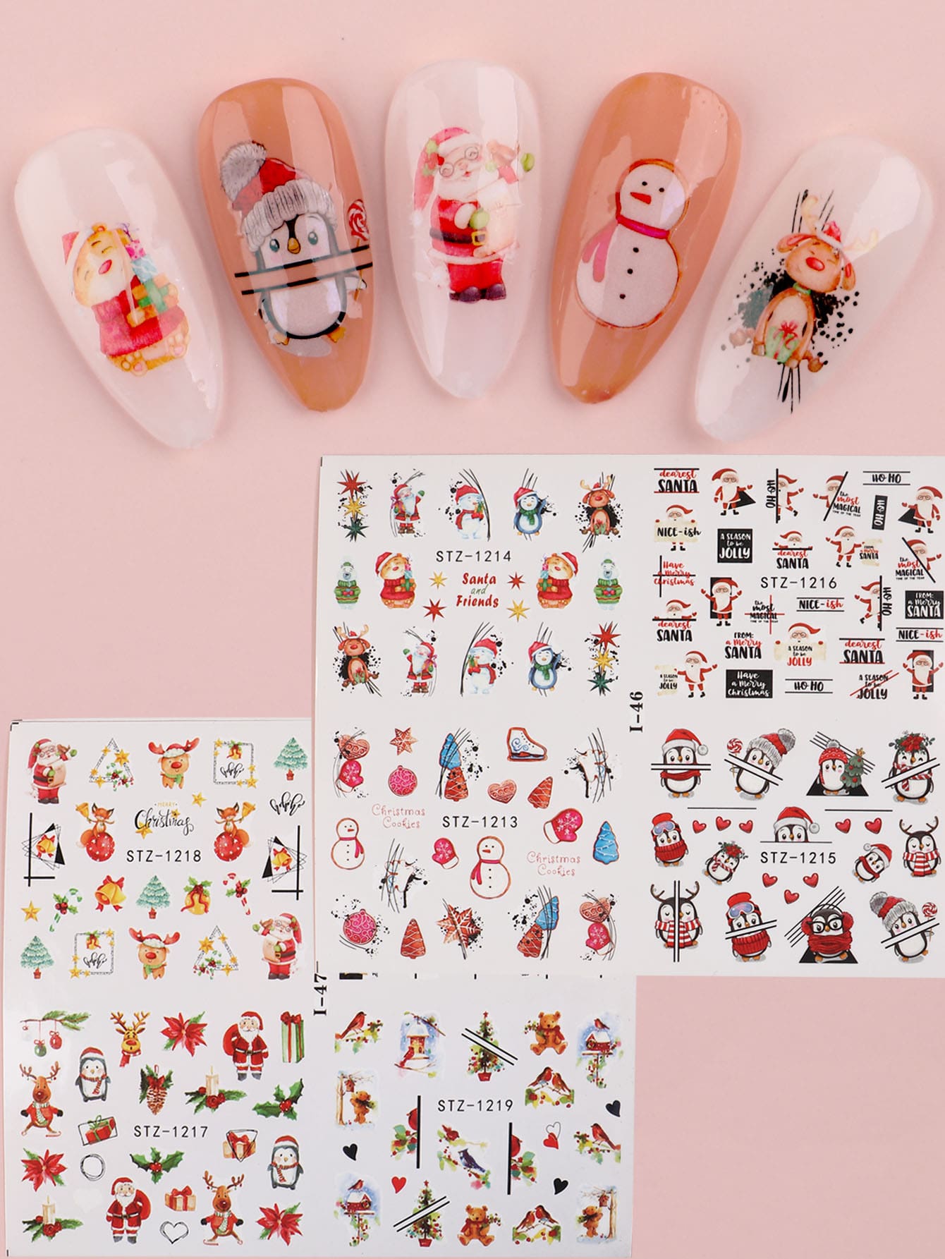 FULL BEAUTY 2sheets Christmas Cartoon Graphic Nail Art Sticker - Multicolor - View 1