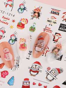 FULL BEAUTY 2sheets Christmas Cartoon Graphic Nail Art Sticker - Multicolor - View 2