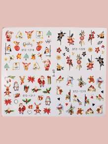 FULL BEAUTY 2sheets Christmas Cartoon Graphic Nail Art Sticker - Multicolor - View 3