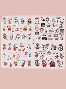 FULL BEAUTY 2sheets Christmas Cartoon Graphic Nail Art Sticker - Multicolor - View 5
