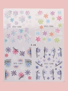 FULL BEAUTY 2sheets Christmas Cartoon Graphic Nail Art Sticker