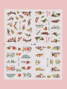 FULL BEAUTY 2sheets Christmas Cartoon Graphic Nail Art Sticker