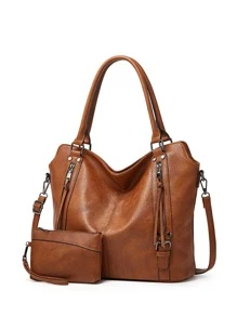 2 件人造皮革手提包、女士简约时尚拉链单肩包钱包套装、送给妈妈的母亲节礼物、女士最佳工作包、时尚手提包大容量手提包、单肩包钱包套装、适合办公室女士的专业商务工作公文包 2 件大容量手提包腕带钱包套装、PU 皮革纹理单肩包、休闲百搭通勤包、书包套装、轻便、便携、大容量、商务休闲、适合少女女大学生、非常适合办公室、大学、中学、高中、工作、商务、通勤、体育场、运动、购物、度假