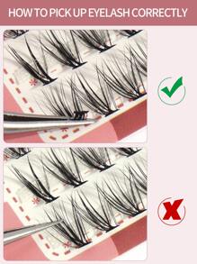 1box Mermaid Tail Shaped Individual Eyelashes - Black - View 4