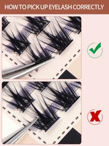 Manga Lashes, 1box Mermaid Tail Shaped Individual Eyelashes - Black - View 3