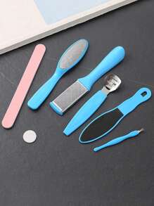 Nasin 7合1修腳工具套裝專業死皮去除器成套工具足部去角質刀足療套裝適合女士男士 - 藍色 - 查看 2