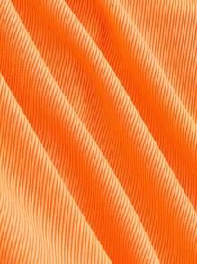 SHEIN EZwear Áo thun Plus size Xù nhỏ màu trơn Giải trí - trái cam - Xem 4