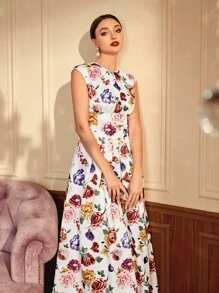 Modelyn Floral Print Fold Pleated Dress - Multicolor - View 6