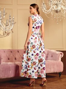 Modelyn Floral Print Fold Pleated Dress - Multicolor - View 2