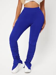 SHEIN SXY High Waist Skinny Stacked Trousers - Royal Blue - View 4