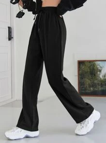 DAZY 缝线细节抽绳腰斜口袋运动裤秋季女式慢跑裤