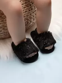 Sandalias planas negras de moda para niñas pequeñas - Negro - Ver 3