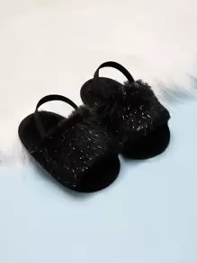 Sandalias planas negras de moda para niñas pequeñas - Negro - Ver 4