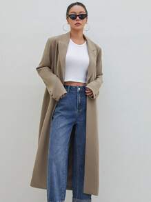 DAZY Áo khoác nữ cổ ve cài một nút, Quần áo nữ mùa thu - Màu Khaki - Xem 2