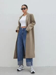 DAZY Áo khoác nữ cổ ve cài một nút, Quần áo nữ mùa thu - Màu Khaki - Xem 3