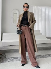 DAZY Áo khoác nữ cổ ve cài một nút, Quần áo nữ mùa thu - Màu Khaki - Xem 8