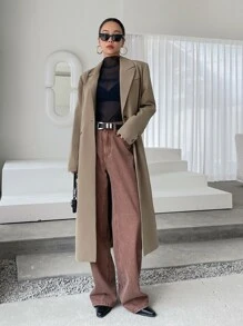 DAZY Áo khoác nữ cổ ve cài một nút, Quần áo nữ mùa thu - Màu Khaki - Xem 9