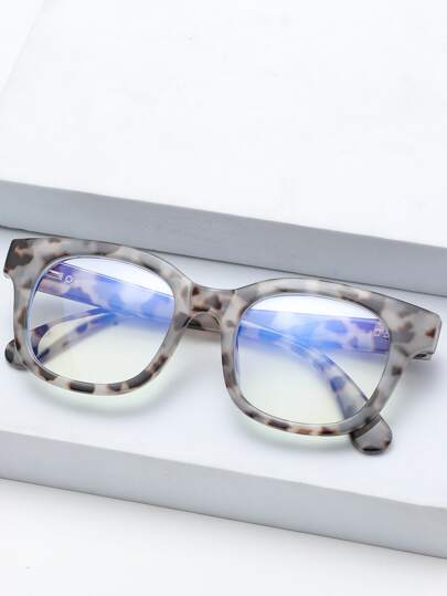1pc Women's Fashion Versatile Leopard Print Round Clear Lens Eyeglasses