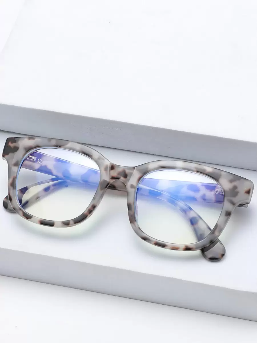 1pc Women's Fashion Versatile Leopard Print Round Clear Lens Eyeglasses