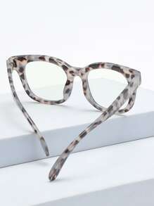 1pc Women's Fashion Versatile Leopard Print Round Clear Lens Eyeglasses
