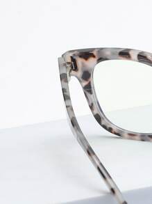 1pc Women's Fashion Versatile Leopard Print Round Clear Lens Eyeglasses