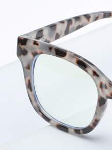 1pc Women's Fashion Versatile Leopard Print Round Clear Lens Eyeglasses