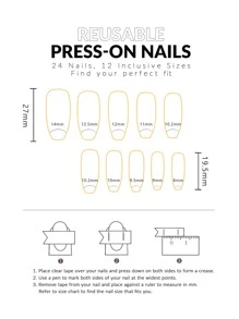 Bộ 24 Móng Tay Giả Chuyển Màu Dài Coffin Kèm 1 Dũa Móng Tay Và 1 Băng Keo - Nhiều màu - Xem 3